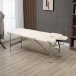 Marquesa de Massagem Dobrável com Altura Ajustável 7 Níveis Apoio de Cabeça e Apoio de Braços 185x70x58 - 82 cm Bege