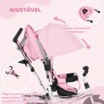 Triciclo para Bebés Evolutivo com Capota Dobrável Guiador Telescópico e Removível Bolsa e Porta - Garrafas 102x49x102 cm Rosa