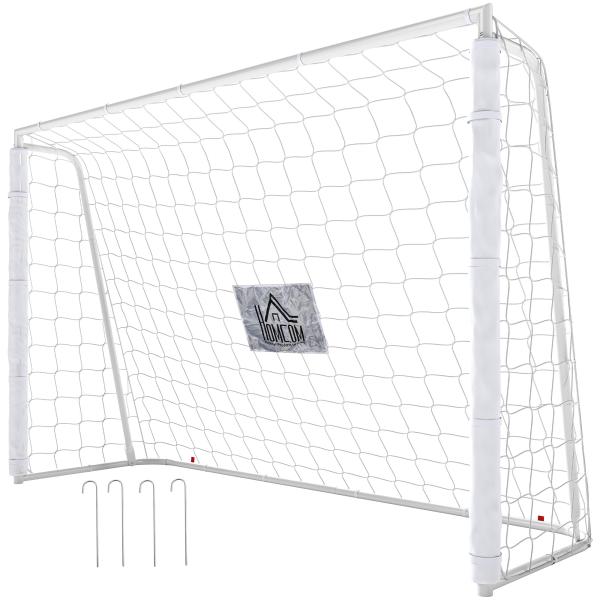 Baliza de Futebol com Suporte de Metal e Rede para Treino e Diversão de Futebol no Jardim Ar Livre 186x62x123 cm Branco