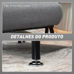 Sofá Cama Individual Dobrável com Encosto Ajustável em 5 Níveis Almofada e Estofado de Linho Sintético 75x70x75 cm Cinzento