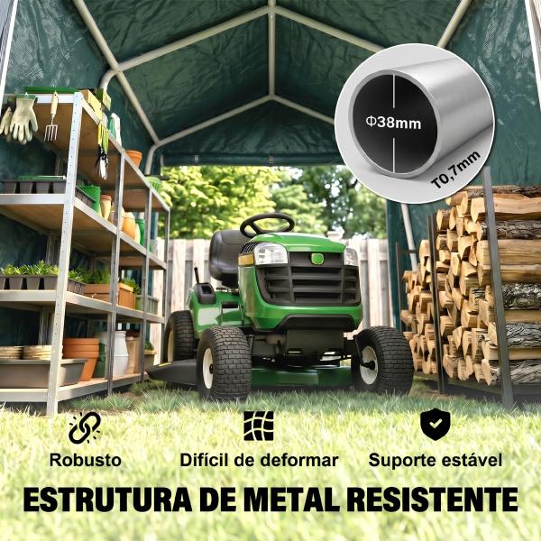 Abrigo de Exterior para Ferramentas Bicicleta 2,4x2x2,02 m Abrigo de Armazenamento com 2 Portas Anti - UV para Jardim Verde
