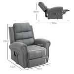 Poltrona Reclinável Elétrica Levanta Pessoas com Massagem Vibratória e Aquecimento 98x96x105 cm Cinza