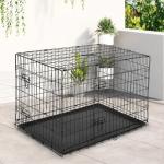 Gaiola para Cães com 2 Portas Gaiola para Animais de Estimação de Arame Dobrável com Alça de Transporte Aço 121x74,5x81cm Preto