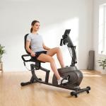 Bicicleta Estática com Encosto 8 Níveis de Resistência Bicicleta Banco Ajustável e Ecrã LCD 121 - 142x62x101 cm Preto
