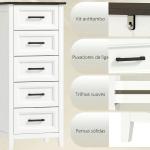 Cómoda 5 Gavetas Cómoda de Dormitório Estreita e Alta com Bancada com Efeito Madeira 45x35x106 cm Branco