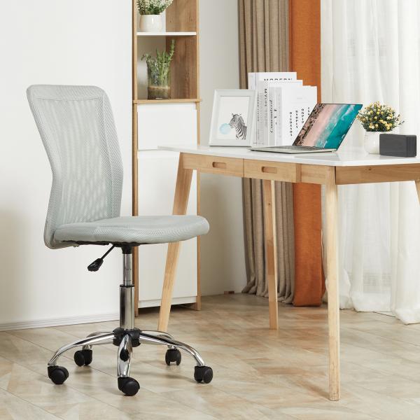 Cadeira de Escritório de Malha Giratória sem Apoio para os Braços com Altura Ajustável Carga 43x58x90 - 100 cm Cinza