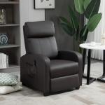 Poltrona de Massagem Reclinável com 2 Zonas de Massagem 8 Programas e 5 Níveis de Intensidade 68x88x98 cm Marrom Escuro
