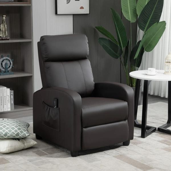 Poltrona de Massagem Reclinável com 2 Zonas de Massagem 8 Programas e 5 Níveis de Intensidade 68x88x98 cm Marrom Escuro