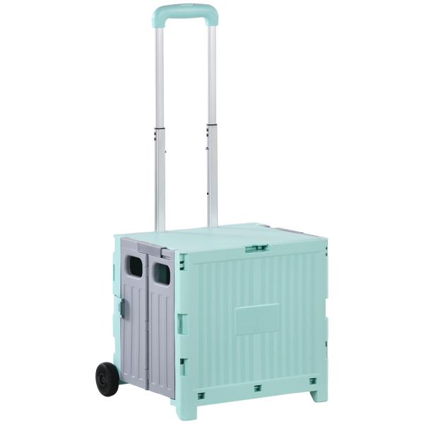 Carrinho de Armazenamento Dobrável Carrinho de Compras com 2 Rodas Capacidade 32L para Casa 41,5x32,5x85 cm Verde