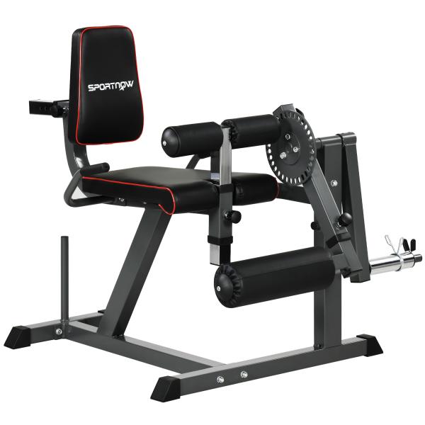 Máquina de Extensão e Flexão de Pernas Ajustável com Carga de Discos para Treino de Glúteos e Coxas em Ginásio