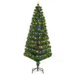 Árvore de Natal 180 cm Árvore de Natal Artificial com Luzes LED Fibra Óptica 230 Ramos de PVC e Suporte Metálico Ø82x180 cm Verde