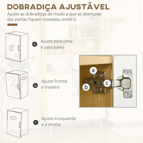 Armário de Cozinha com 3 Portas Gaveta Prateleira Ajustável Bancada para Micro - Ondas e Suporte para Panos 93x40x180 cm Madeira e Branco