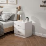 Mesa de Cabeceira Moderna Mesinha de Cabeceira com 2 Gavetas para Sala Quarto Capacidade 30 kg 45x39,5x49 cm Branco