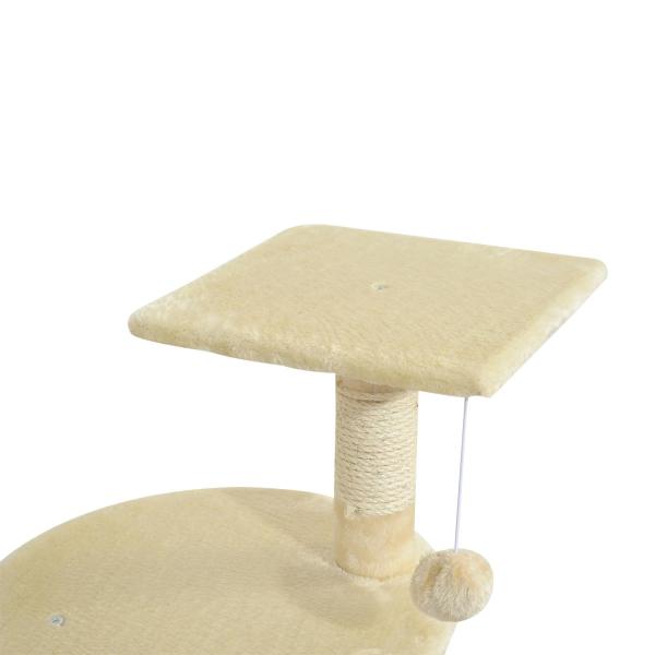 Árvore Arranhador para Gatos com 4 Níveis Poste de Sisal Caverna Plataformas e Brinquedos Divertidos 75x40x112 cm Bege