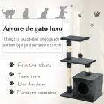 Arranhador para Gatos 50x30x81,5 cm Centro de Atividades para Gatos com Poste de Sisal Plataformas e Caverna Cinza