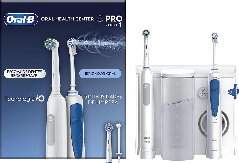 Centro Dentário Oxyjet + Escova de Dentes Elétrica PRO1 (Azul/Branco) - ORAL - B