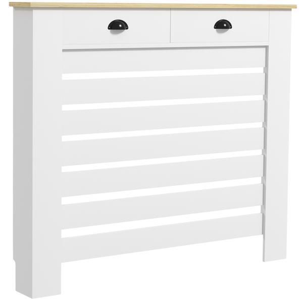 Cobertura para Radiador com Gavetas Cobertura para Radiador de MDF para Sala de Estar Dormitório Corredor 111x19x95,5 cm Branco