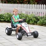 Go Kart a Pedais para Crianças acima de 3 Anos Carro de Pedais Infantil com Assento Ajustável e Freio de Mão 104x66x57cm Branco e Preto