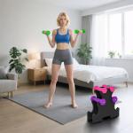 Conjunto de Halteres Hexagonais 2x1 kg 2x2 kg 2x3 kg com Suporte de Armazenamento para Treino em Casa Multicolor