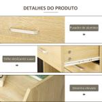 Gaveteiro de Escritório com Rodas, Gavetas de Escritório com 4 Gavetas, Arquivador Móvel para Escritório, Sala, para Debaixo da Mesa, 40x36x65 cm, Natural