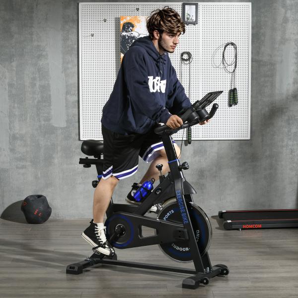 Bicicleta Estática com Volante de Inércia 8 kg Ecrã LCD Guiador e Assento Ajustáveis 103x53x110 - 114 cm Azul