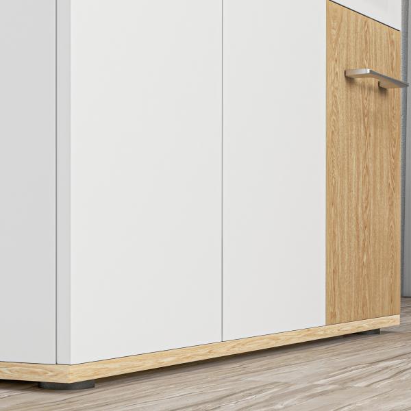 Aparador Sala de Estar Moderno com 2 Gavetas 2 Armários e Prateleiras Ajustáveis 90x30x75,5 cm Branco e Madeira