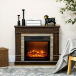 Lareira Elétrica 1800W com Efeito de Chama Realista e Proteção Contra Superaquecimento 80x21,6x67,8 cm Marrom