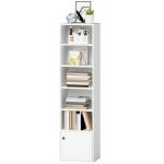 Estante de 6 Níveis Estante para Livros com Prateleiras Ajustáveis e Armário Estante Moderna 40x30x156 cm Branco