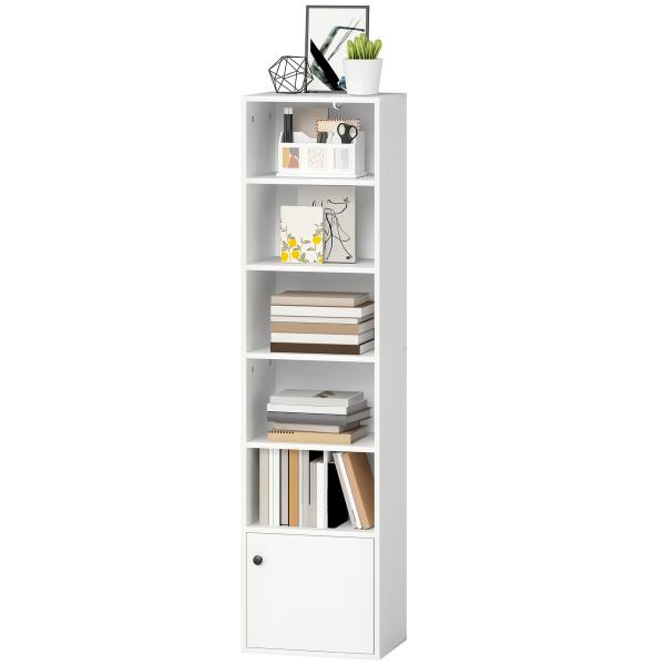 Estante de 6 Níveis Estante para Livros com Prateleiras Ajustáveis e Armário Estante Moderna 40x30x156 cm Branco