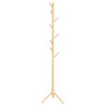 Cabide de Pé de Madeira com 8 Ganchos para Pendurar Roupa e Bolsas Forma de Árvore para Corredor Entrada 40x40x165 cm Natural