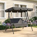 Baloiço de Jardim de 3 Lugares com Almofada Toldo Ajustável e Estrutura de Aço para Balcão Terraço 172x110x153 cm Preto