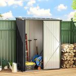 Abrigo de Jardim 1,34m² 161,5x94,5x196 cm Abrigo de Exterior de Aço Galvanizado com Porta e Fechadura Preto
