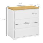 Cómoda Moderna com 3 Gavetas de Madeira para Dormitório Carga Máxima 40 kg 70x37x75 cm Branco e Madeira