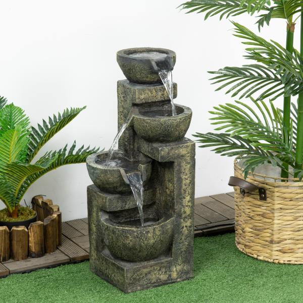 Fonte de Jardim 5 W Fonte de Água em Cascata de 4 Níveis com Bomba de Água e Saída de Água Ajustável 25x24x60 cm Multicolorido