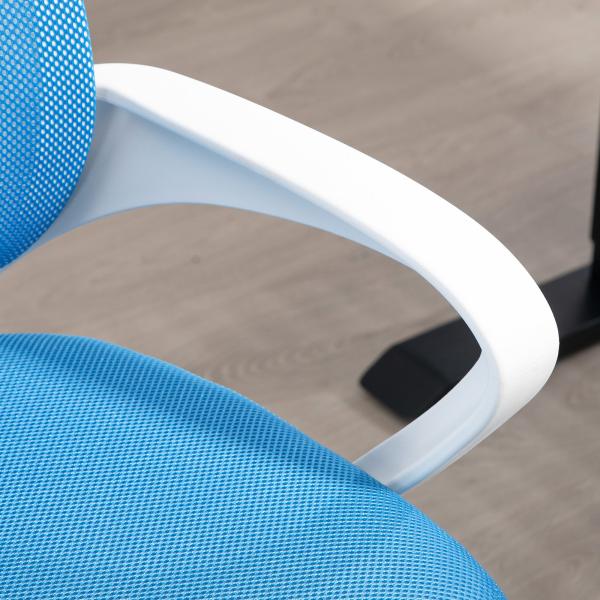 Cadeira de Escritório de Malha Giratória com Altura Ajustável Função Basculante e Apoio para os Braços 57x55x89 - 109 cm Azul