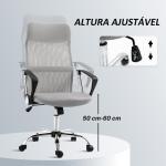 Cadeira de Escritório de Tecido de Malha Encosto para a Cabeça de PU Mecanismo de Inclinação 63x65x109 - 119 cm Cinza