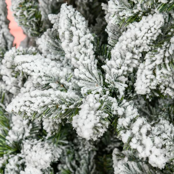 Árvore de Natal Artificial 225 cm com Neve Ignífugo com 1300 Ramos Folhas de PVC Base Dobrável Verde