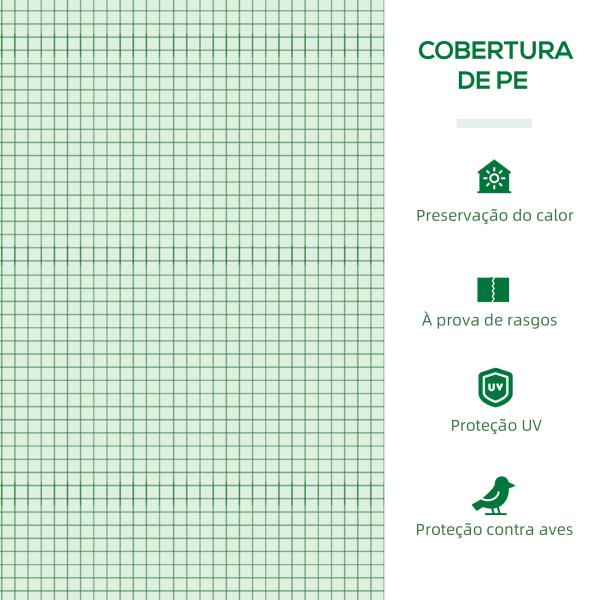 Estufa de Jardim Mini Estufa 240x90x90 cm com Janelas de Malha e Estrutura de Aço para Cultivar Verduras e Flores Verde