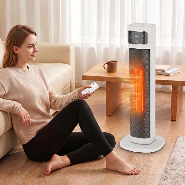 Aquecedor Elétrico Cerâmico PTC 2000 W com 4 Modos, Comando à Distância e Proteção contra Sobreaquecimento e Queda