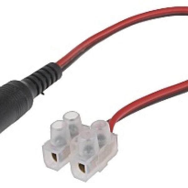 Ficha DC Femea (Ø 2,1 / 5,5 mm) com Ligador (20cm)