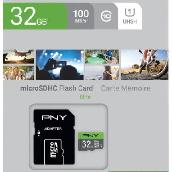 Cartão de Memória MicroSDHC 32GB (Classe 10) + Adaptador - PNY