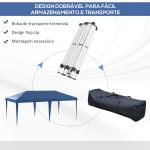 Tenda Dobrável 6x3 Tenda de Jardim Portátil com Bolsa de Transporte Tecido Oxford para Exterior Festas Acampamento Azul
