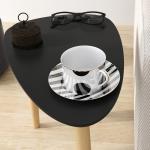 Conjunto de 2 Mesas Auxiliares com Pés de Madeira Mesas de Café 59,5x39,5x45 cm e 44,5x28,5x40 cm Preto