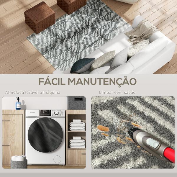 Tapete Sala de Estar 170x120 cm Tapete Lavável na Máquina de Lavar Pelo Curto Estilo Moderno Cinzento Escuro
