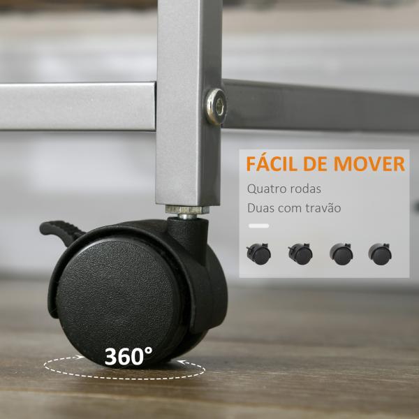 Carrinho de cozinha com rodinhas 5 níveis de carga 20kg 36,5x36,5x89 cm