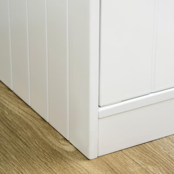 Comedouro Elevado para Cães Grandes com 2 Tigelas de 2000ml de Aço Inoxidável 2 Portas e Armazenamento 60x30x35,5cm Branco