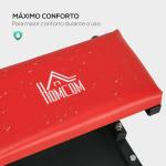 Banco de Oficina Móvel com Rodas Banco para Mecânico com Bandeja para Ferramentas e Estrutura de Aço 38x35x37 cm Vermelho