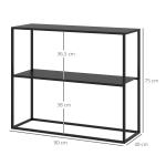 Mesa Consola Estilo Industrial Mesa de Entrada com Prateleira Estrutura de Aço e Desenho Anti - Tombo 90x30x75 cm Preto