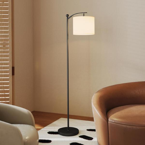 Candeeiro de Pé LED 11 Níveis, Controlo Remoto, Temporizador 60 min, 54,3x30,6x159,6 cm Preto e Creme