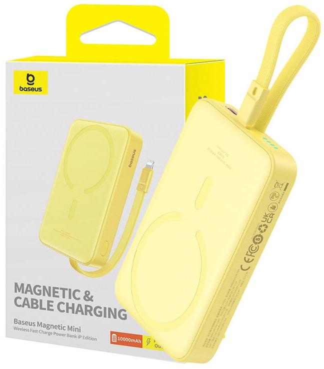 PowerBank Magnética Mini 10000mAh 20W MagSafe Fast Charge (Amarelo) - BASEUS